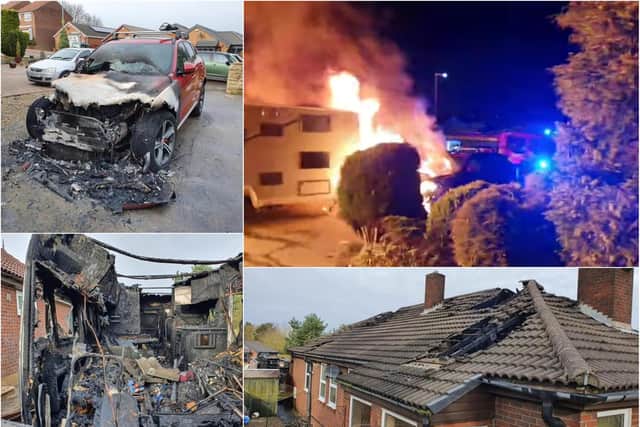 A car, house and caravan were set alight in the suspected arson attack in Wingate.