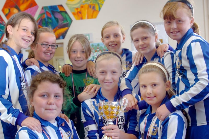 St Bega's School girls' team celebrate a trophy win in 2007.