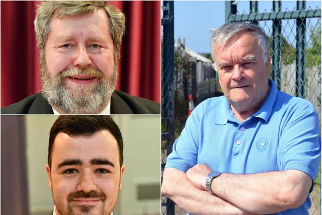 Clockwise from top left, Hartlepool borough councillors Carl Richardson, John Riddle and Cameron Stokell have announced they will not be seeking re-election in May.