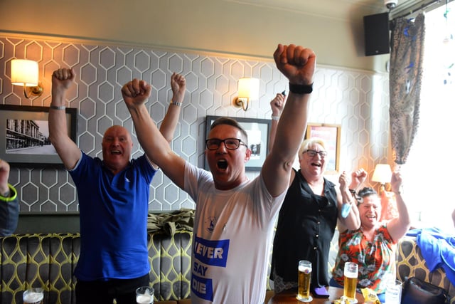 Hartlepool FC fans reactions at the Park Inn during the Hartlepool FC V Torquay final.