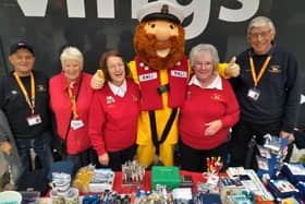 Hartlepool RNLI mascot 'Stormy Stan' at Middleton Grange Shopping Centre with fundraisers. From left to right: Colin and Kath Bird, Beryl Sherry, Anne Wray and Malcolm Cook.