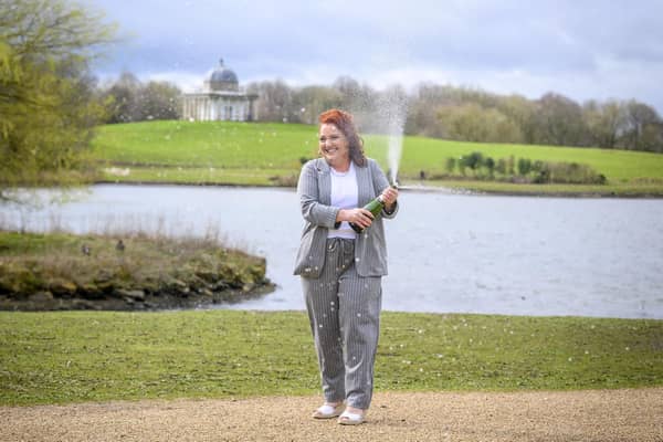 Hartlepool woman Joanne Jobson at Hardwick Hall Hotel, near Sedgefield, as she celebrates winning £10,000 every month for the next 30 years from the National Lottery's Set For Life draw. Photo by Anthony Devlin.