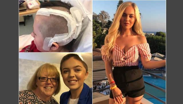 Jade Henderson was a healthy 22-year-old when she collapsed in the street and was rushed to hospital with ‘a ticking timebomb’ brain bleed inside her head. Also pictured with her mum Sharon Henderson.