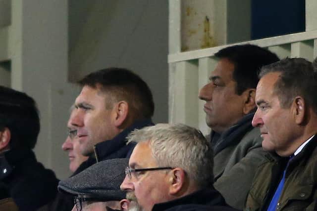 Pools’ manager Dave Challinor with Raj Singh and Jeff Stelling at Victoria Park (Credit: Tom Banks | Shutter Press)