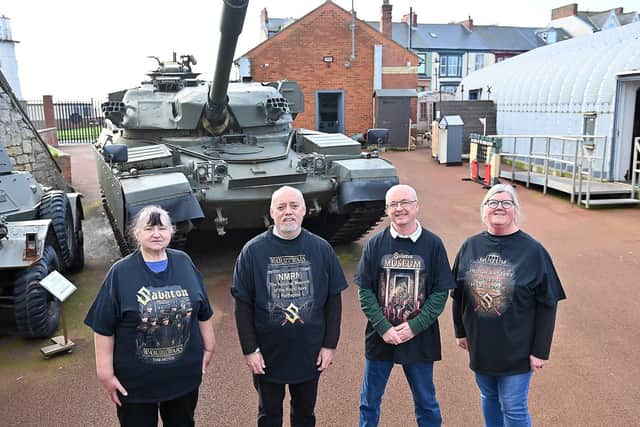 Heugh Gun Battery Museum staff and volunteers wearing t-shirts promoting The War To End All Wars film. Lleft to right: Carole Baldwin, Andy Stephens and Tony Armstrong.  Picture by FRANK REID