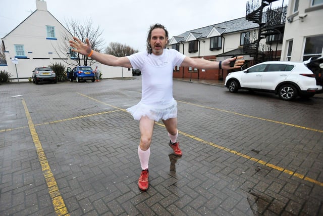 Kevin Allen in his tutu ready to do the Hartlepool Round Table Boxing Day Dip. Picture by FRANK REID