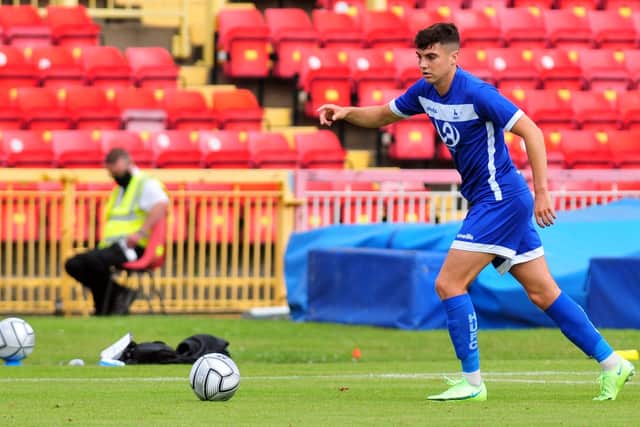 Josh MacDonald. Action from Gateshead FC 4-1 HUFC pre-season friendly. 24-07-2021. Picture by Bernadette Malcolmson