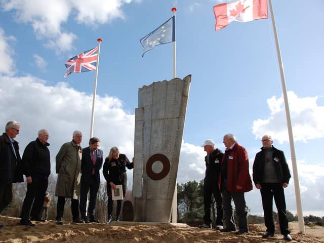 The memorial unveiling in Holland was attended by members of the airmen's families.