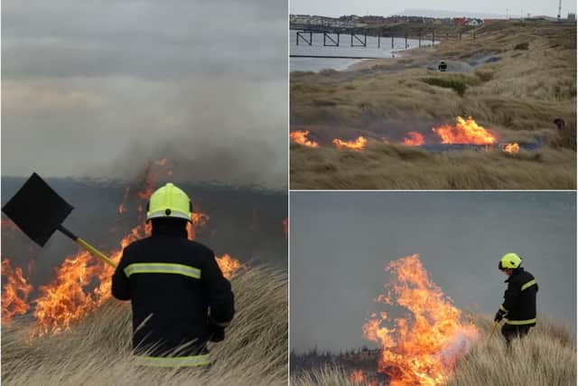 Firefighters have been called to tackle a blaze near to Hartlepool Golf Course. Photos: Carl Gorse.