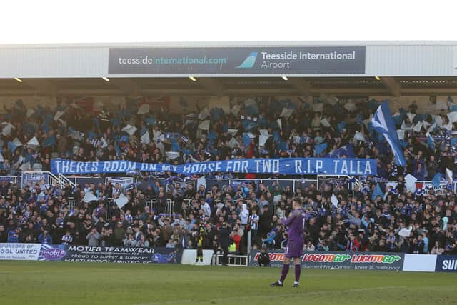 Tribute to Hartlepool United fan Michael Taylor. (Photo: Mark Fletcher | MI News).