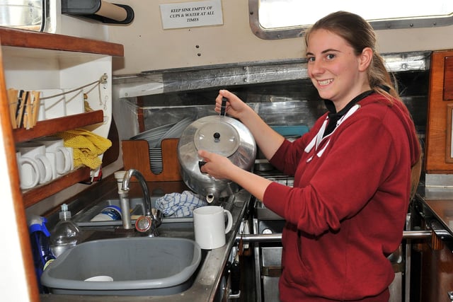 Jenny Crabbe was pictured pouring a cup of tea on board Black Diamond in Hartlepool in 2012.