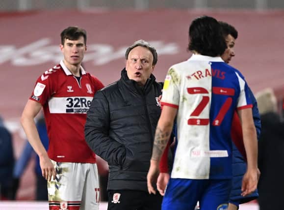 Neil Warnock, manager of Middlesbrough, reacts following the Sky Bet Championship match against Blackburn Rovers at Riverside Stadium.