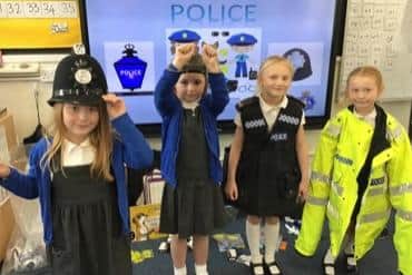 Our Lady of the Rosary RC School pupils during the police visit.