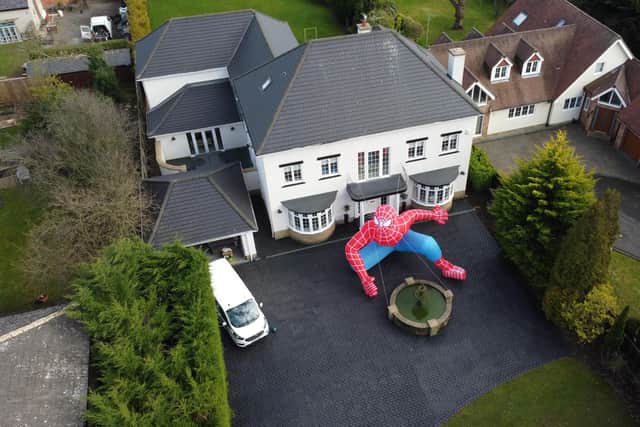 Ray's huge Spiderman inflatable. Picture credit: Michael Wilkinson Photography.