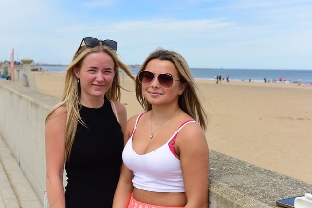 Kadie Wright (left) and Amy Wallace of Hartlepool soaking up the sun
