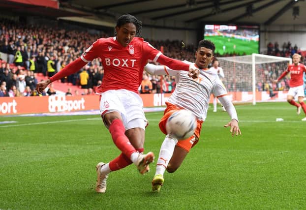 Middlesbrough full-back Djed Spence playing for Nottingham Forest.