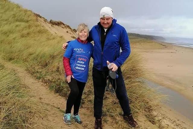 Sandra pictured on one of her 2020 fundraising walks.