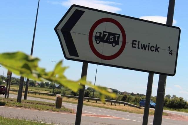 Elwick sign where the new route into Hartlepool is due to be created.
