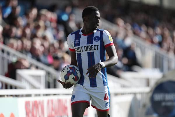 Mouhamed Niang returns to the Hartlepool United squad against Everton U21s after completing his concussion protocol. (Credit: Mark Fletcher | MI News)
