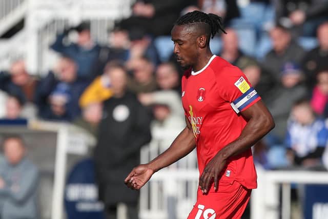 Omar Beckles almost talked himself into a second yellow card for Leyton Orient after lengthy protests with the referee at half-time (Credit: Mark Fletcher | MI News)