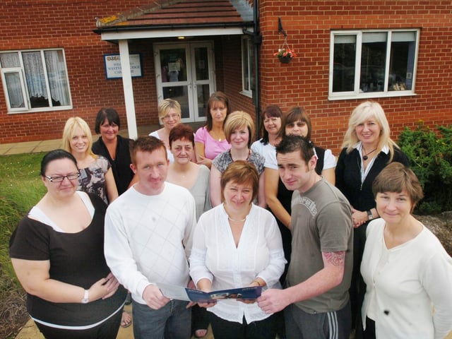 Macmillan nurse Sue Burke (centre) pictured with staff at West View Lodge home who undertook a course in 2008.