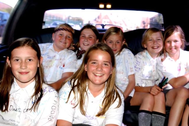 Leaving school in a limousine in 2005 but who recognises the happy pupils in the picture?