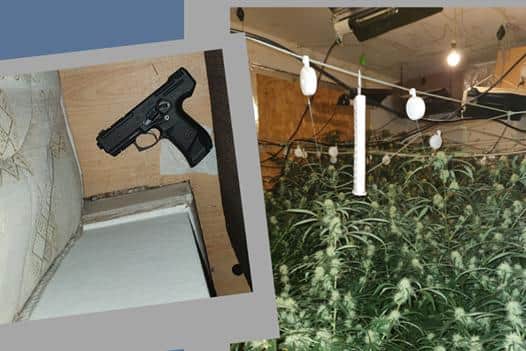 Cleveland Police pictures of the handgun and drugs discovered at a Hartlepool house.