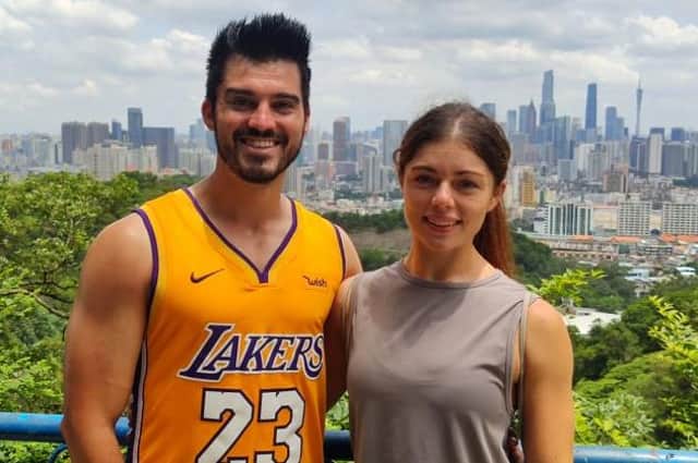 Thomas and his girlfriend Neicher pictured at Bayoun Mountain, Guangzhou.