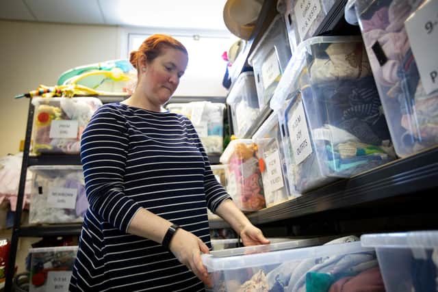 Emilie de Bruijn at work in Hartlepool Baby Bank.