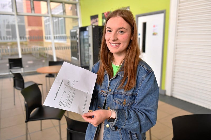Hollie Roberts from the Hartlepool Sixth For College is happy with her results.