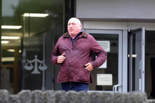 Graeme Trevor Carlton leaves court after being sentenced for the sunbed and cannabis offences.
