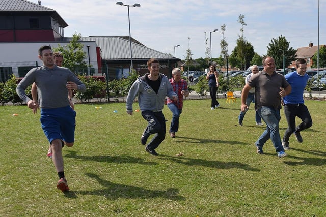 A great race for the dads and grandads at Cheeky Monkeys in 2015.