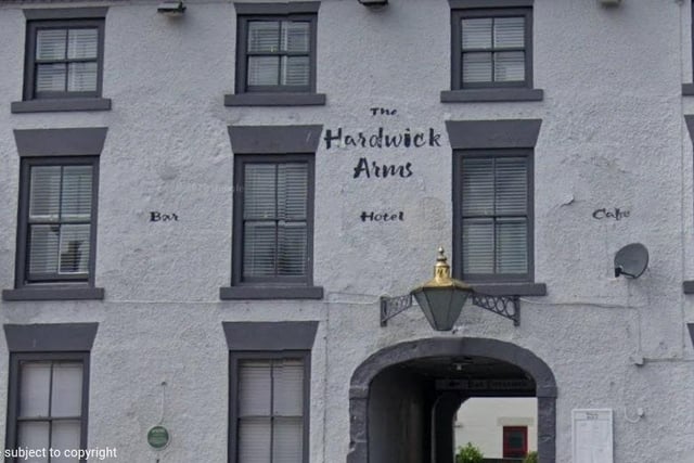 The Hardwick Arms Hotel is a spacious 18th Century coaching inn with a large defunct fireplace and photos of the inn through the ages.