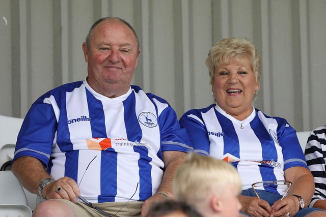 Pools fans show their support ahead of Hartlepool United's League Two clash with AFC Wimbledon. MI News & Sport Ltd