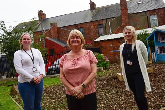Anna Court staff (left to right): Erin Richardson Support Service Worker, Gillian Trotter Support Service Co-ordinator and Rebecca Rees Support Service Worker.