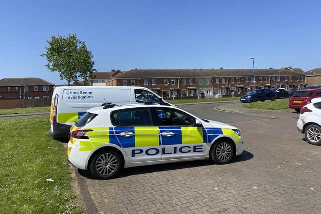 Police officers and Crime Scene Investigation offers Burbank in Hartlepool on Wednesday. Picture by FRANK REID