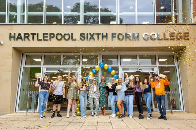 Hartlepool Sixth Form students celebrate their A-level results.