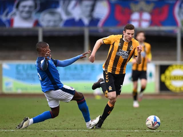 Paul Mullin playing for Cambridge United.