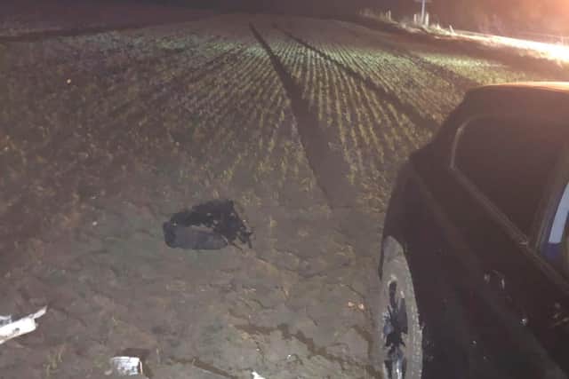 North Yorkshire Police said the car became bogged down after the driver tried to get it out of the field.