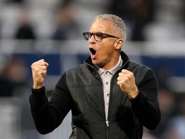 Hartlepool United Interim manager Keith Curle was in a buoyant mood after celebrating win over Grimsby Town. (Credit: Mark Fletcher | MI News)