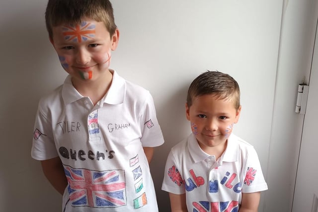 Tyler, age 9, and Cory, age 5, did a great job on their t-shirts and facepaint.