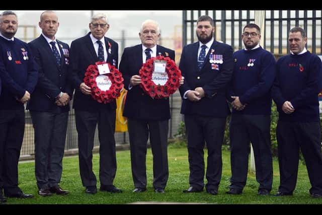 Hartlepool RNLI crewmembers and station officials pictured before attending Remembrance Day services at Hartlepool and the Headland war memorials. Picture by RNLI/Tom Collins