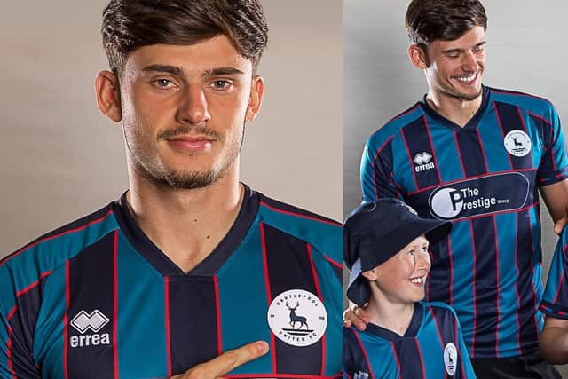 Hartlepool United have unveiled their 2023-24 National League away shirt. Credit Hartlepool United Football Club