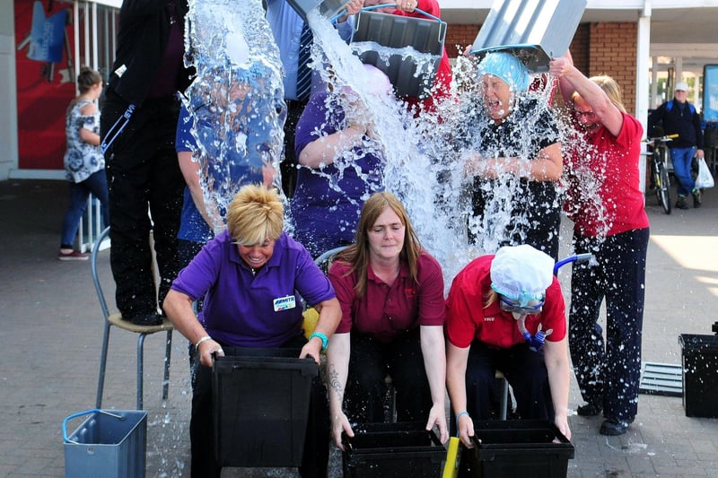 Tesco Extra staff taking part in this chilly challenge that went viral almost ten years ago in 2014.