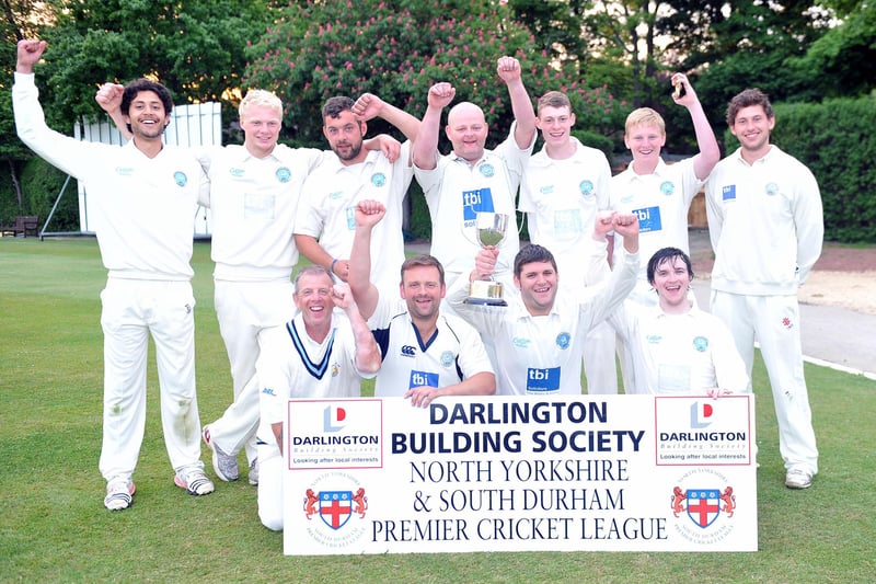 Hartlepool Cricket Club celebrate winning the Readman Cup in 2013. Picture by FRANK REID
