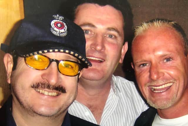 Steve Wright with Paul 'Goffy' Gough (centre) and Paul Gascoigne.