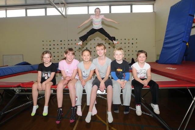 Some of the youngsters who took part in a  trampoline session at English Martyrs school in 2010.