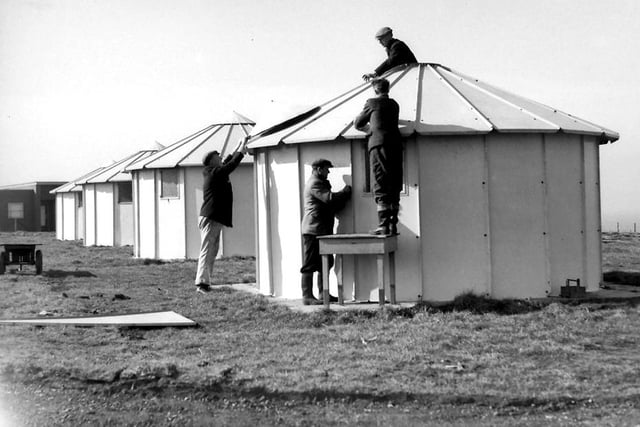 Putting up the summer huts in Crimdon Dene in the 1950s. Did you use them? Photo: Hartlepool Museum Service.