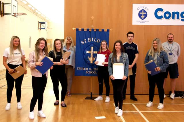 Delighted St Hild's School students with their results.