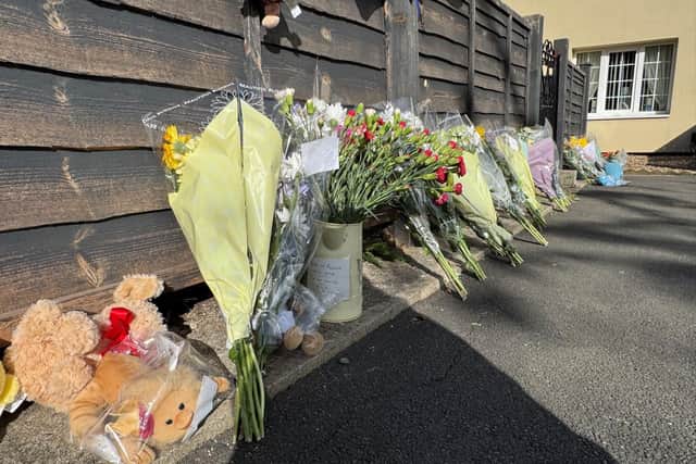 Flowers left at the scene in Billingham.
